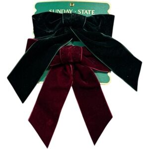 Velvet Hair Bow Clips Sunday State Girls Ruby Red &‎ Ever green Hair Accessories